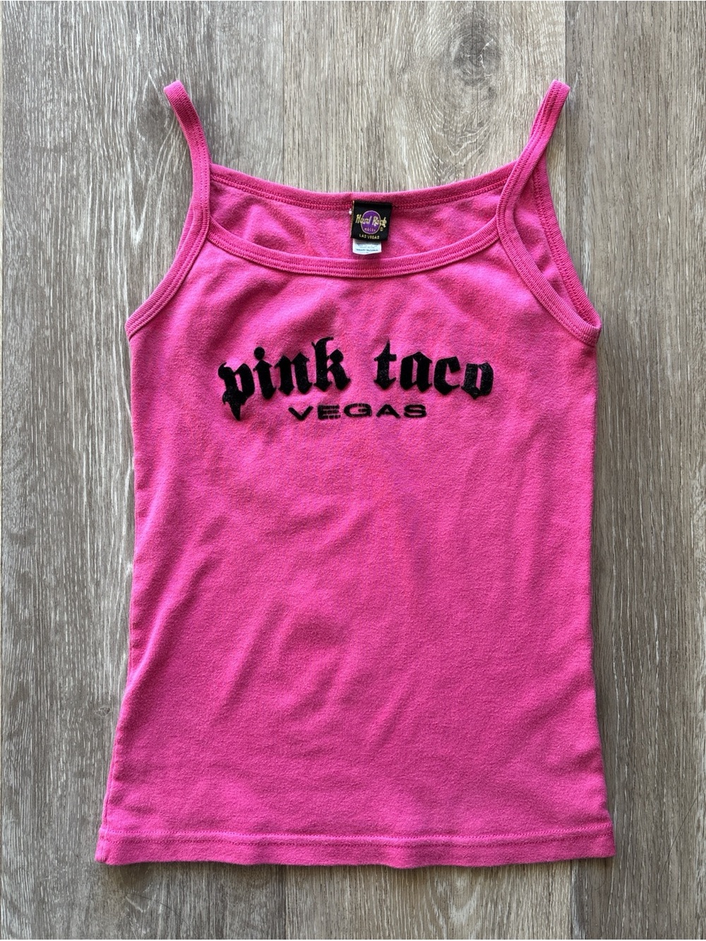 Y2K Hard Rock Pink Taco Las Vegas Pink Black Velvet Goth Cami Tank Top Size S